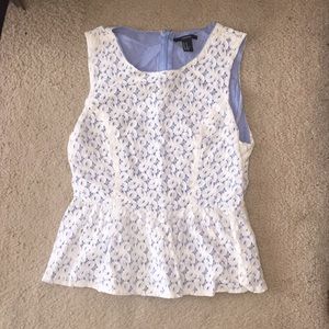 Forever 21 white lace peplum top